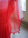 Banarasee Handwoven Organza Mix Saree With Mirror Work-Multicolor