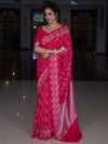 Banarasee Semi Chiffon Saree With Buti Design & Hand Embroidery Border-Pink