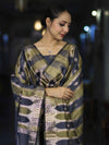 Banarasee Semi Katan Zari Work Salwar Kameez Fabric With Dupatta Set-Slate Blue