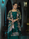 Banarasee Semi Katan Zari Work Salwar Kameez Fabric With Dupatta Set-Teal Green