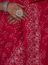 Banarasee Semi Chiffon Saree With Buti Design & Hand Embroidery Border-Pink