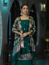 Banarasee Semi Katan Zari Work Salwar Kameez Fabric With Dupatta Set-Teal Green