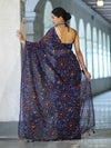 Banarasee Printed Handwork Chiffon Saree-Navy Blue