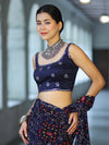 Banarasee Art Silk Fabric Hand Embroidered Mirror Work Blouse-Navy Blue