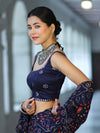 Banarasee Art Silk Fabric Hand Embroidered Mirror Work Blouse-Navy Blue