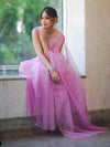 Banarasee Handwoven Organza Mix Saree With Mirror Work-Light Pink