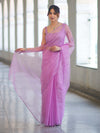 Banarasee Handwoven Organza Mix Saree With Mirror Work-Light Pink
