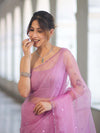 Banarasee Handwoven Organza Mix Saree With Mirror Work-Light Pink