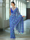 Banarasee Printed Handwork Chiffon Saree-Royal Blue