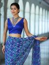 Banarasee Art Silk Fabric Hand Embroidered Mirror Work Blouse-Royal Blue