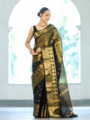 Banarasee Handloom Dual Color Tissue Silk Saree With Polka Dots Design & Border-Black & Gold