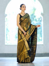 Banarasee Handloom Dual Color Tissue Silk Saree With Polka Dots Design & Border-Black & Gold