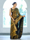 Banarasee Handloom Dual Color Tissue Silk Saree With Polka Dots Design & Border-Black & Gold