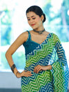 Banarasee Printed Handwork Chiffon Saree-Blue & Green