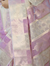 Banarasee Dual Color Organza Mix Saree With Zari Woven Design & Border-Lavender & White