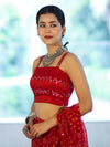 Banarasee Art Silk Fabric Hand Embroidered Mirror Work Blouse-Red