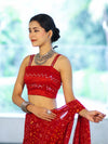 Banarasee Art Silk Fabric Hand Embroidered Mirror Work Blouse-Red