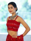 Banarasee Art Silk Fabric Hand Embroidered Mirror Work Blouse-Red