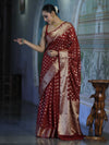 Banarasee Handwoven Georgette Saree With Zari Buta Design & Border-Maroon