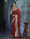 Banarasee Handwoven Georgette Saree With Zari Buta Design & Border-Maroon