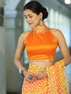 Banarasee Art Silk Fabric Hand Embroidered Mirror Work Blouse-Orange