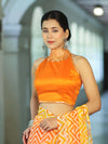 Banarasee Art Silk Fabric Hand Embroidered Mirror Work Blouse-Orange