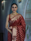 Banarasee Handwoven Georgette Saree With Zari Buta Design & Border-Maroon