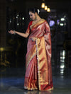 Banarasee Handloom Tissue Saree With Zari Woven Design Broad Border & Lace-Red