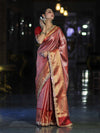 Banarasee Handloom Tissue Saree With Zari Woven Design Broad Border & Lace-Red