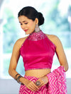 Banarasee Art Silk Fabric Hand Embroidered Mirror Work Blouse-Pink
