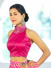 Banarasee Art Silk Fabric Hand Embroidered Mirror Work Blouse-Pink