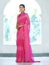 Banarasee Printed Handwork Chiffon Saree-Pink