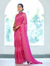 Banarasee Printed Handwork Chiffon Saree-Pink