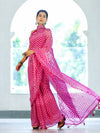 Banarasee Printed Handwork Chiffon Saree-Pink