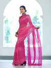 Banarasee Printed Handwork Chiffon Saree-Pink