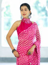Banarasee Printed Handwork Chiffon Saree-Pink