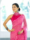 Banarasee Printed Handwork Chiffon Saree-Pink