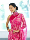 Banarasee Printed Handwork Chiffon Saree-Pink