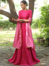 Banarasee Chanderi Silk Lehenga & Blouse With Crepe Silk Dupatta-Pink