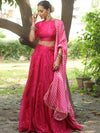 Banarasee Chanderi Silk Lehenga & Blouse With Crepe Silk Dupatta-Pink