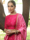 Banarasee Chanderi Silk Lehenga & Blouse With Crepe Silk Dupatta-Pink