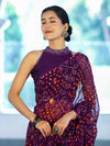 Banarasee Printed Handwork Chiffon Saree-Purple