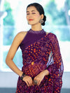 Banarasee Printed Handwork Chiffon Saree-Purple