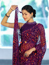 Banarasee Printed Handwork Chiffon Saree-Purple