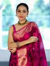 Banarasee Handloom Semi Silk Saree With Digital Printed Design & Zari Woven Border-Pink