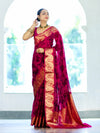 Banarasee Handloom Semi Silk Saree With Digital Printed Design & Zari Woven Border-Pink