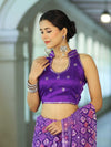 Banarasee Art Silk Fabric Hand Embroidered Mirror Work Blouse-Violet