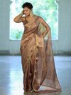 Banarasee Handwoven Tissue Saree With Digital Print & Lace-Mauve