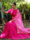 Banarasee Chanderi Silk Lehenga & Blouse With Crepe Silk Dupatta-Pink