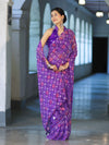 Banarasee Printed Handwork Chiffon Saree-Violet